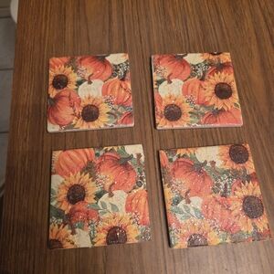Festive Pumpkin and Sunflower Coasters